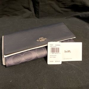 NWT Coach Signature Trifold Wallet, Midnight Blue
